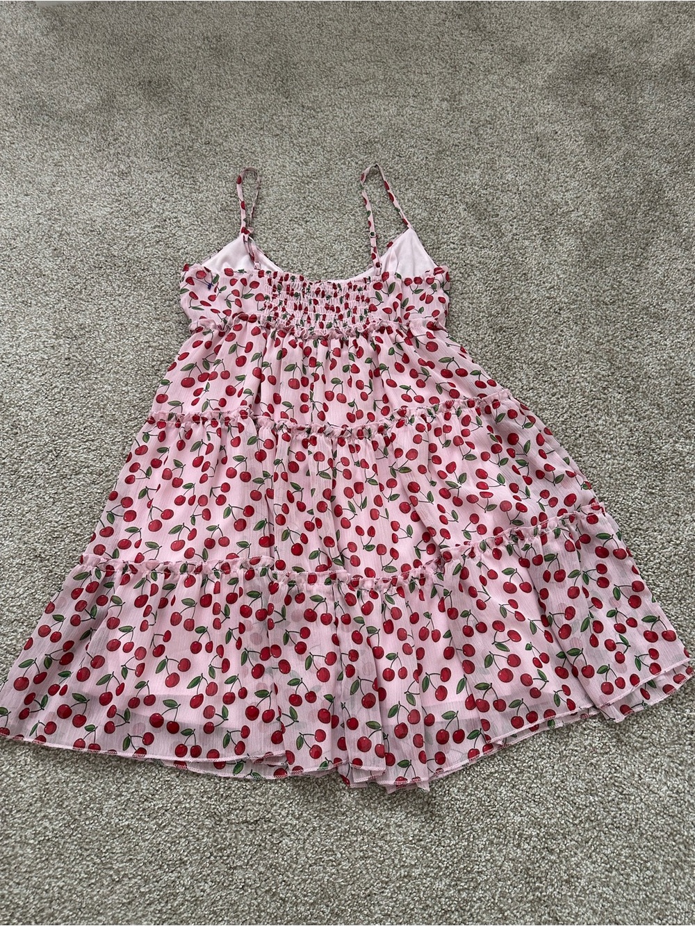 Trixxi Pink Cherry Print Tiered Babydoll Dress – Size M - Picture 8 of 10